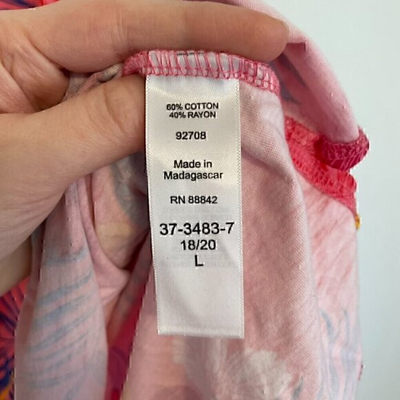 WOMAN WITHIN Plus Size Short Sleeve Cold Shoulder Tee Pink Hawaiian Floral 18 20 - Picture 11 of 15